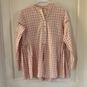 Handmade in India Pink and Cream Checkered Women's Top